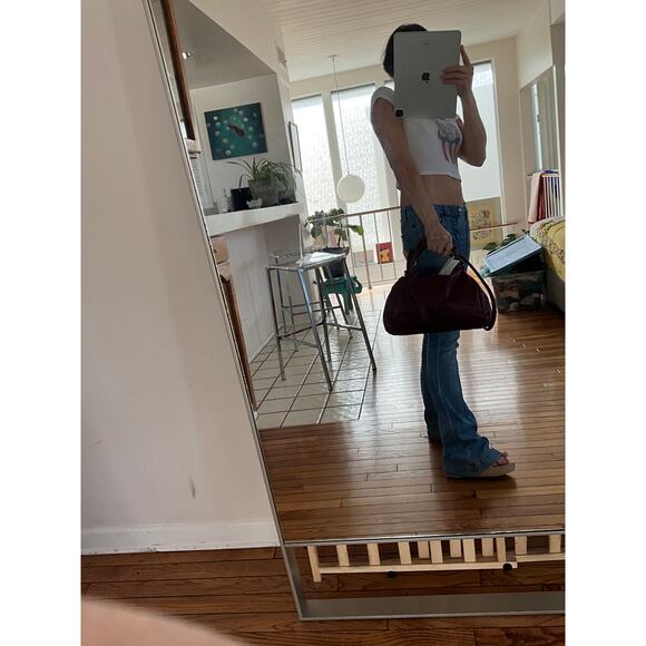 Vintage nos Made in Tuscany red leather UNIQUE purse bag - Picture 8 of 16